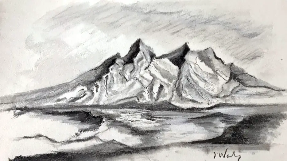 How to Draw Mountains and Rivers in Charcoal Improve Drawing