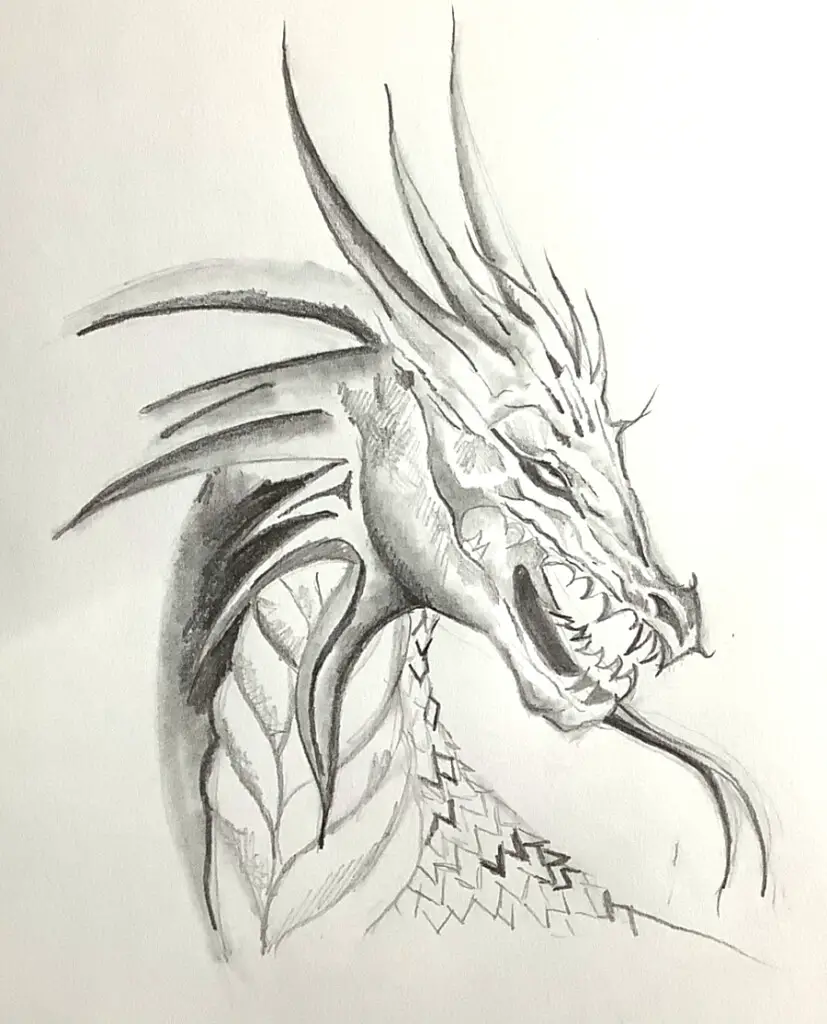 dragon sketch open mouth