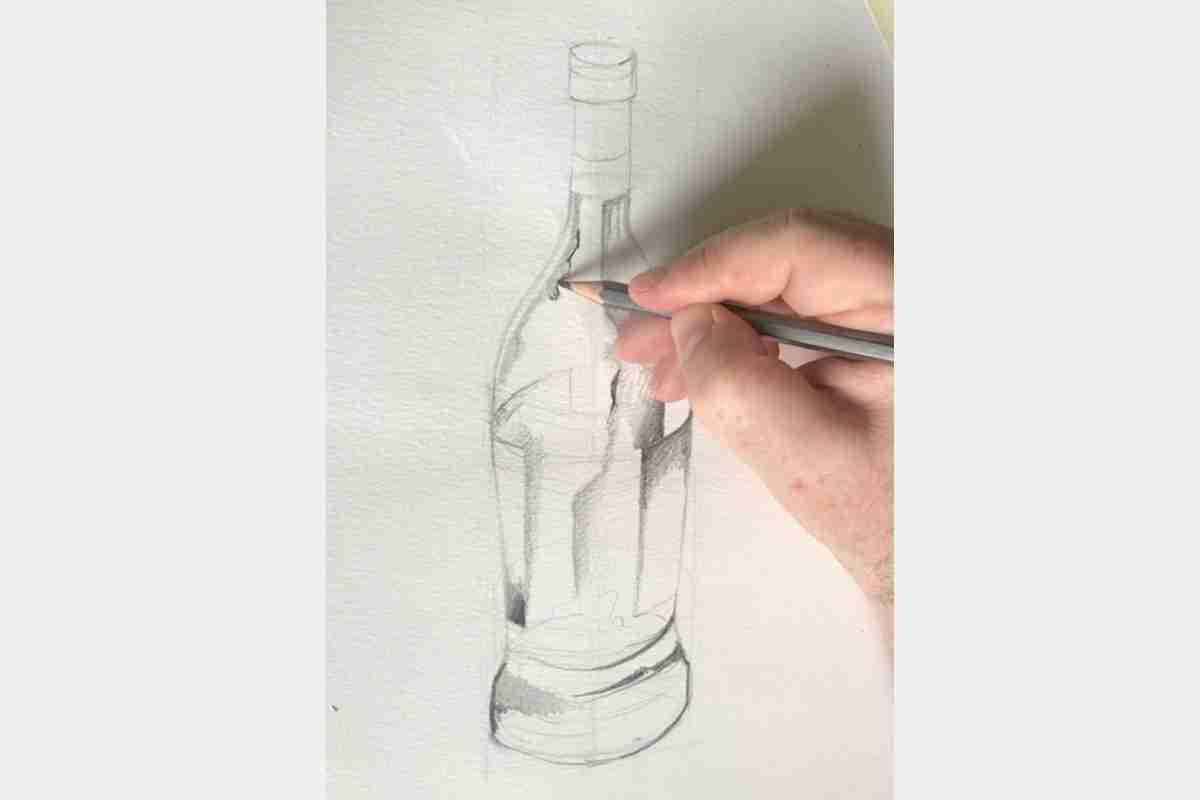 Empty green Wine Bottle, drawing free image download