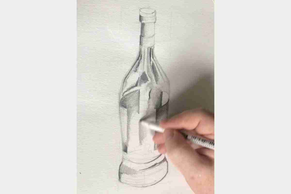 Hand drawn ink glass bottle illustration. Hand drawn pencil sketch of ink  glass bottle illustration isolated on white. | CanStock